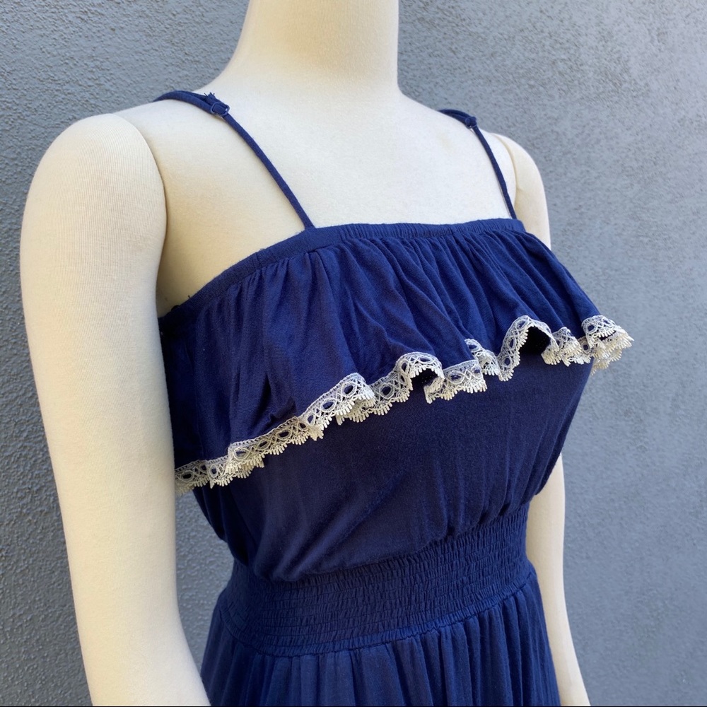 Navy Blue Ruffle Dress - Picture 4 of 7
